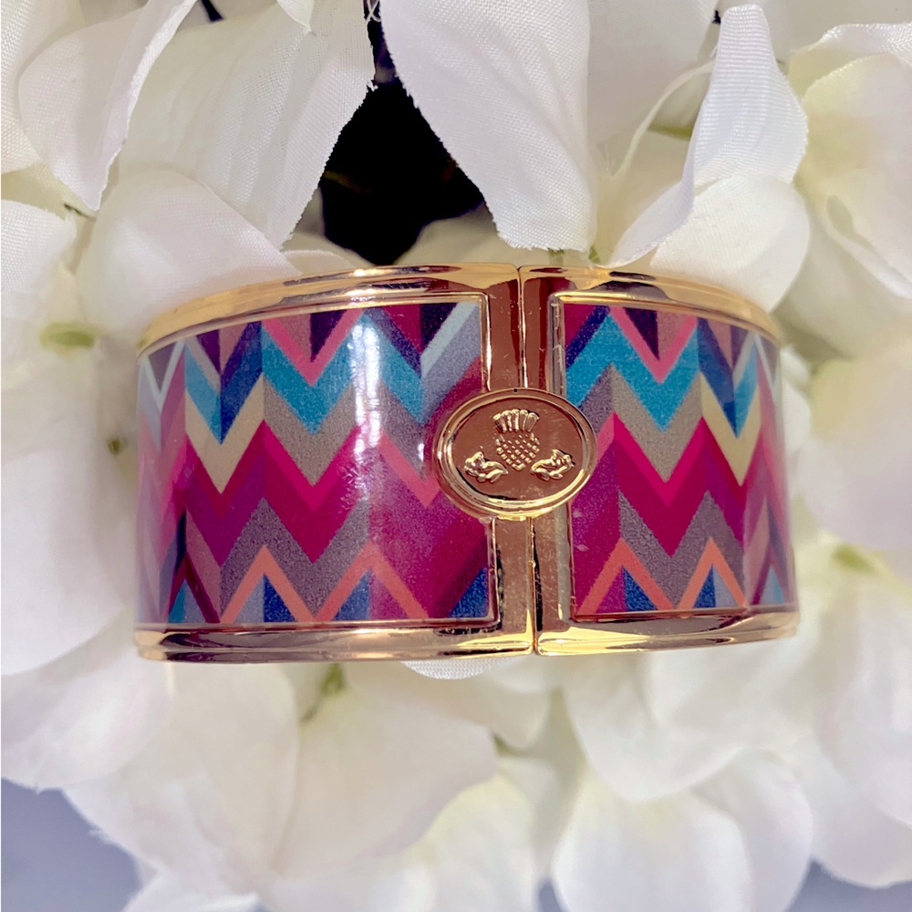 MacKenzie Childs Kaleidoscope Chevron Cuff Bracelet EUC - Picture 5 of 5